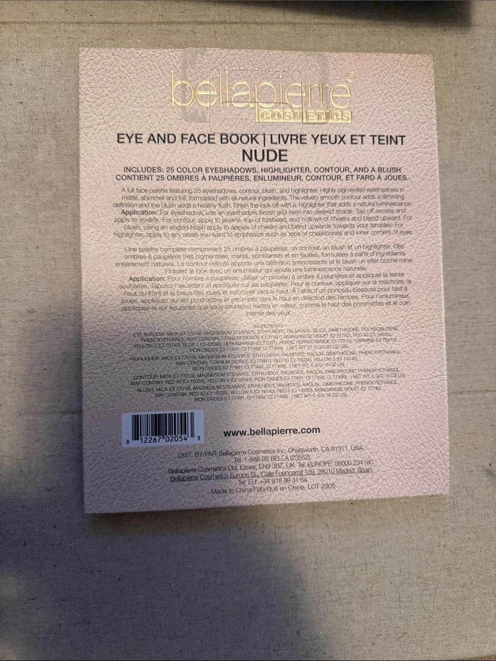 Bellapiere Cosmetics Nude Eye and Face Book - NEW